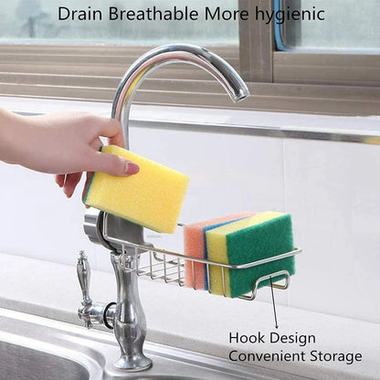 Stainless Steel Faucet Sponge Holder & Sink Organizer Caddy